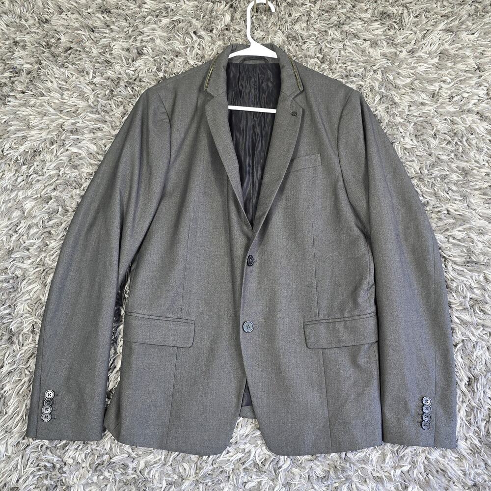 Diesel Blazer Mens SZ 46 Gray Two Button Suit Jacket Modern Fit Dress Coat Lined
